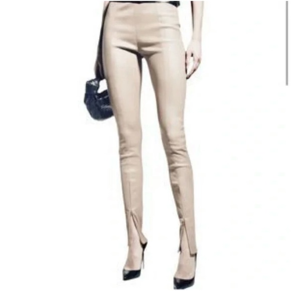NWT Jason Wu Faux Leather Chic Party Pants High Waisted Slim Cream Color Medium - Picture 1 of 6